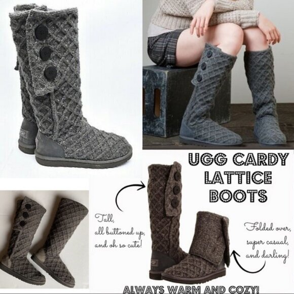 UGG Lattice Cardi Button Detailed Knit Boots - Picture 1 of 8